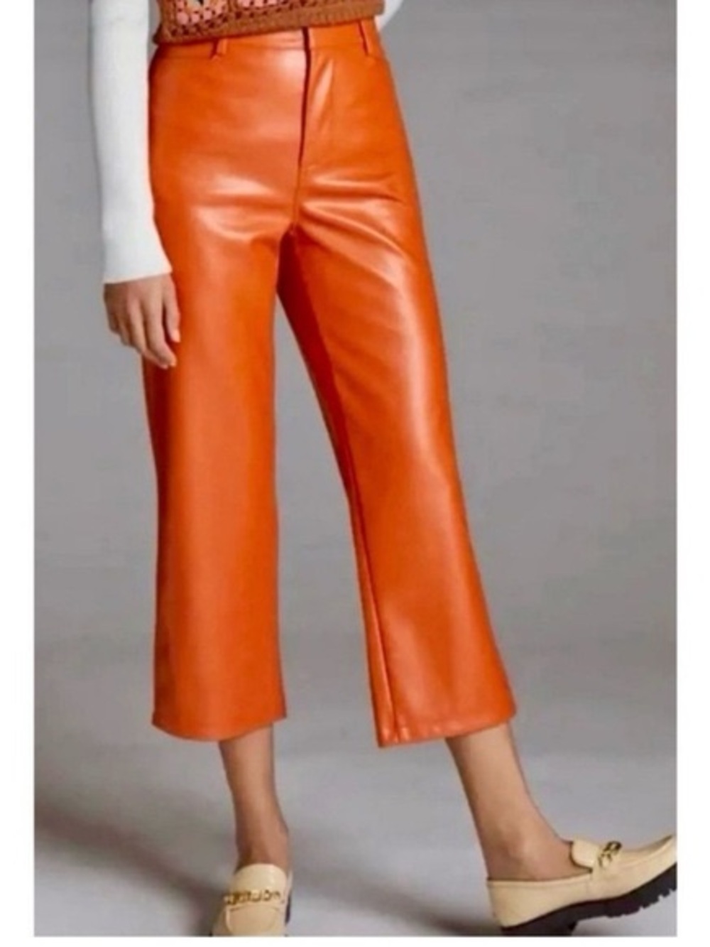 Avec Les Filles Orange Faux Leather Straight-Leg Pants from Anthropologie